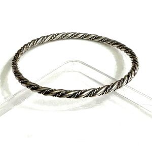 Vintage Navajo Twisted Wire/Band Sterling Silver 4mm Bangle Bracelet